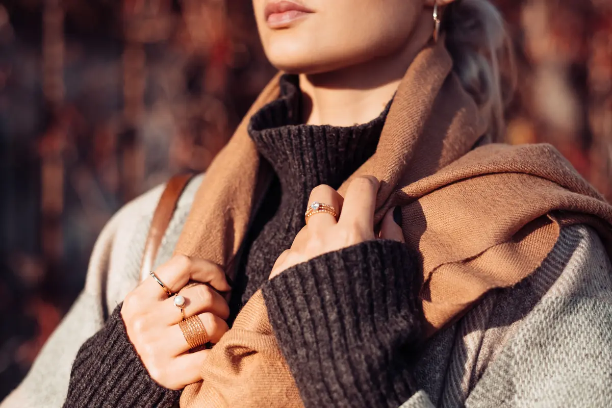 Handwoven cashmere detail — craftsmanship