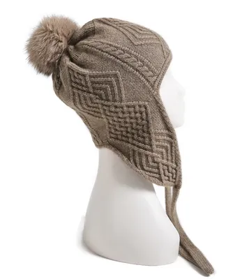 Diamond Style Children POM Hat Ear Warmer with Knitted Rope