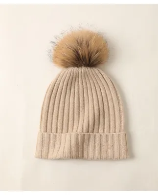 Wholesale Rib Knitted 100 Cashmere Hat for Girls