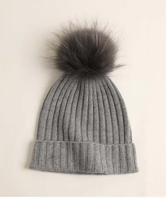 Custom Logo Cashmere Knitted POM Hat for Girl