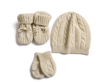 Super Soft Organic Cashmere Baby Hat Shoes Gloves Set