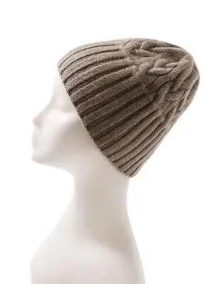 Cable and Ribbed Doubble Pattern Knitted Cashmere Hat