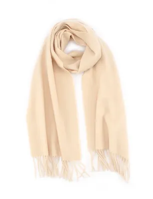 Long Plain Color Wool Scarf with Fringes