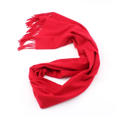 100 Wool Woven Scarf Red