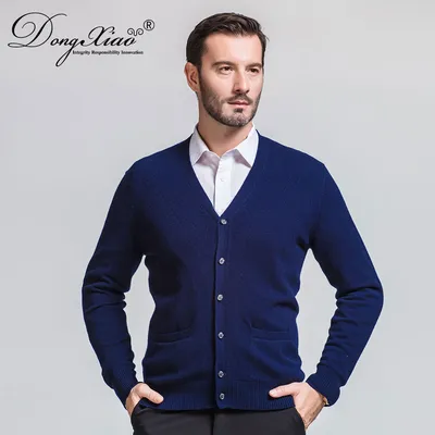 V Neck Long Sleeve Autumn Button Men s Cardigan