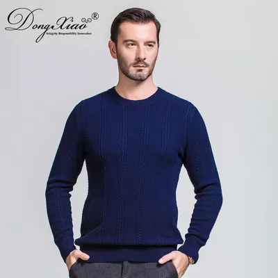 Round Neck Cable Knitted Men s Wool Cashmere Pullover Sweater