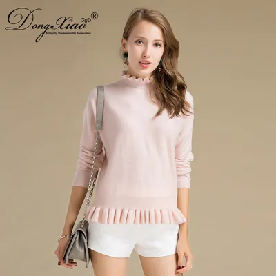 High Quality Women Long Sleeves 30 Cashmere 70 Wool Sweater