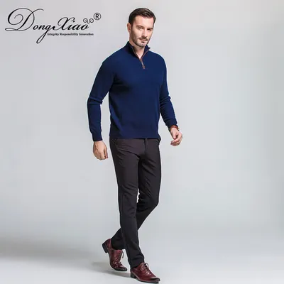 Autumn Winter Knitwear Wool Cashmere Half Zip Men Sweater