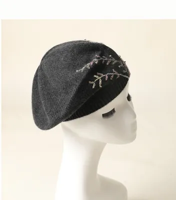 Custom Knitted Lady Cashmere Beret Hat Without Brim