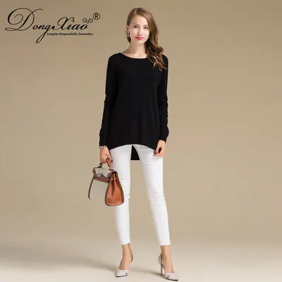 Black Women Pullover Wool Cashmere Pullover Sweater