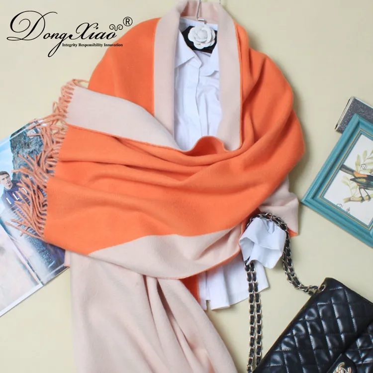 Color-Block Cashmere Scarf · 100% Cashmere · Multiple Colors, 14–15.5µm — detail view 3