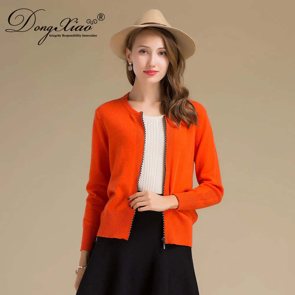 Short Style Knitted Zipper Cardigan Sweater for Women view 2