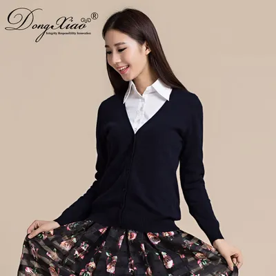 Fashion School Uniform V Neck Cashmere Button Cardigan
