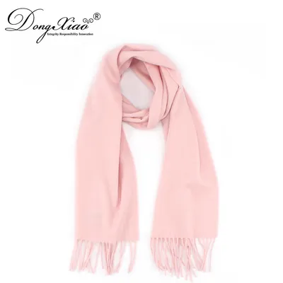 Solid Color Plain Style Baby Pink 100 Cashmere Scarf