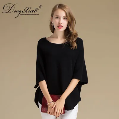 Half Sleeves Oversized Knit Women Cashmere Sweater
