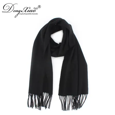 Fashion Plain Unisex Pure Cashmere Scarf with Tassel