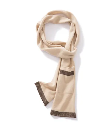 2020 New Design Long Knitted Cashmere Scarf with Pocket