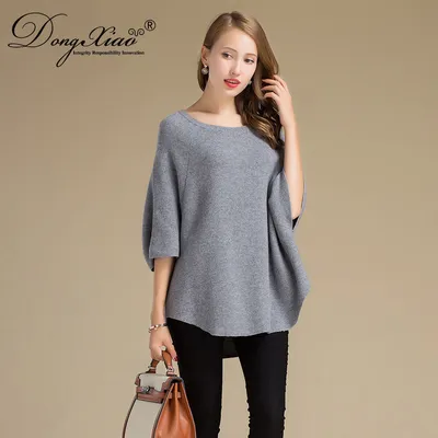Free Knitting Pattern Half Sleeve Slip out Shoulder Cashmere Sweater