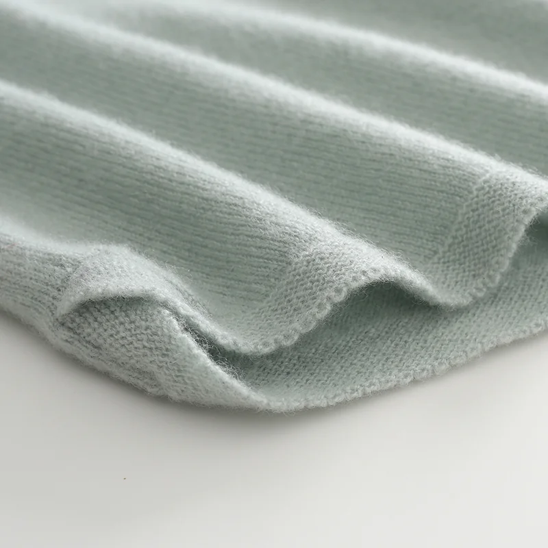 100% Cashmere, Cashmere V-neck sweater — Green, 14–15.5µm, Cashmere Garment / Women — detail view 6