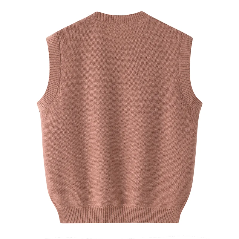100% Cashmere, Cashmere sleeveless vest — Black, 14–15.5µm, Cashmere Garment / Women — detail view 2