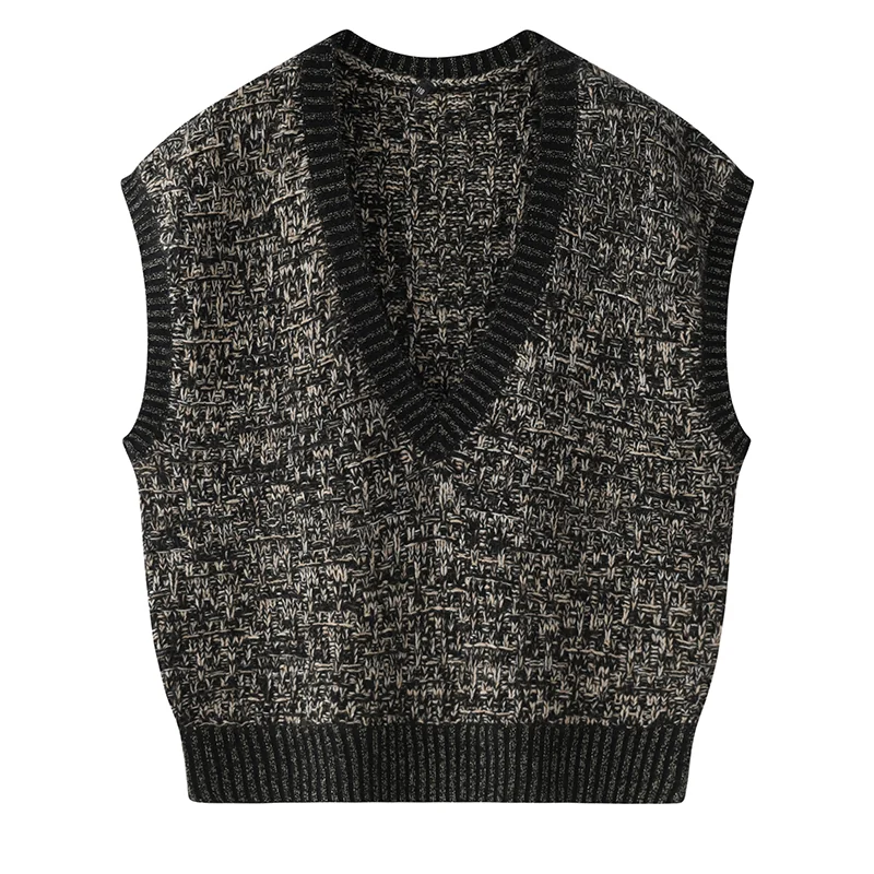 100% Cashmere, Cashmere sleeveless vest — Black, 14–15.5µm, Cashmere Garment / Women — detail view 2