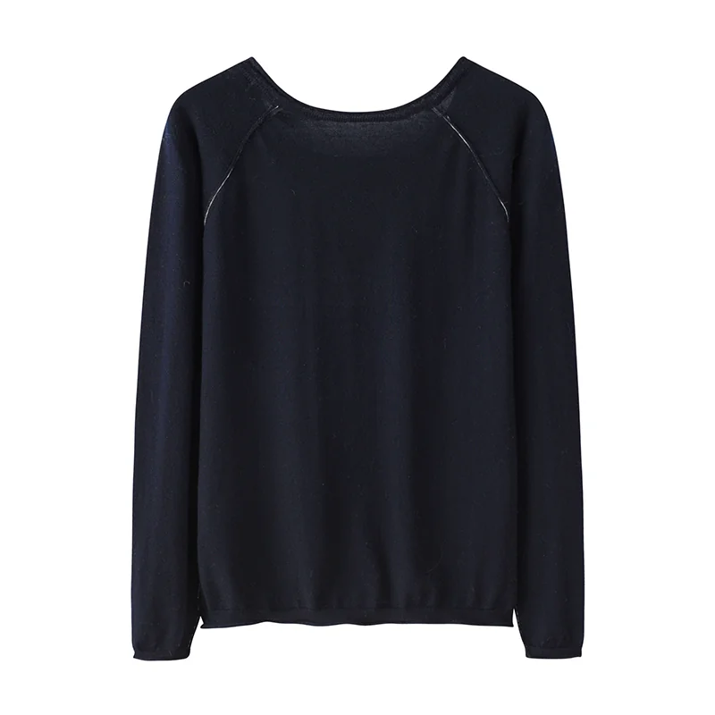 100% Cashmere, Cashmere crew-neck sweater — Grey, 14–15.5µm, Cashmere Garment / Women — detail view 2