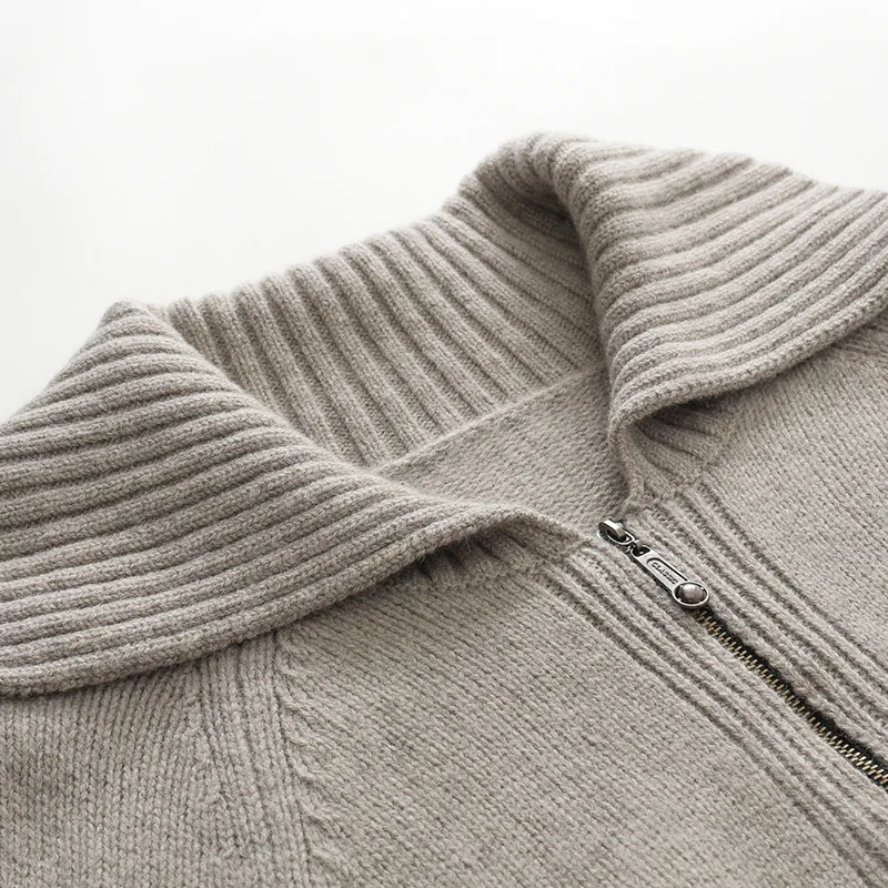 100% Cashmere, Cashmere zip-neck sweater — Green Half-zip, 14–15.5µm, Cashmere Garment / Women — detail view 6