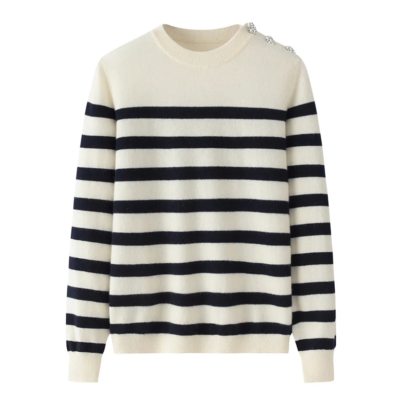 Cashmere crew-neck sweater — Striped