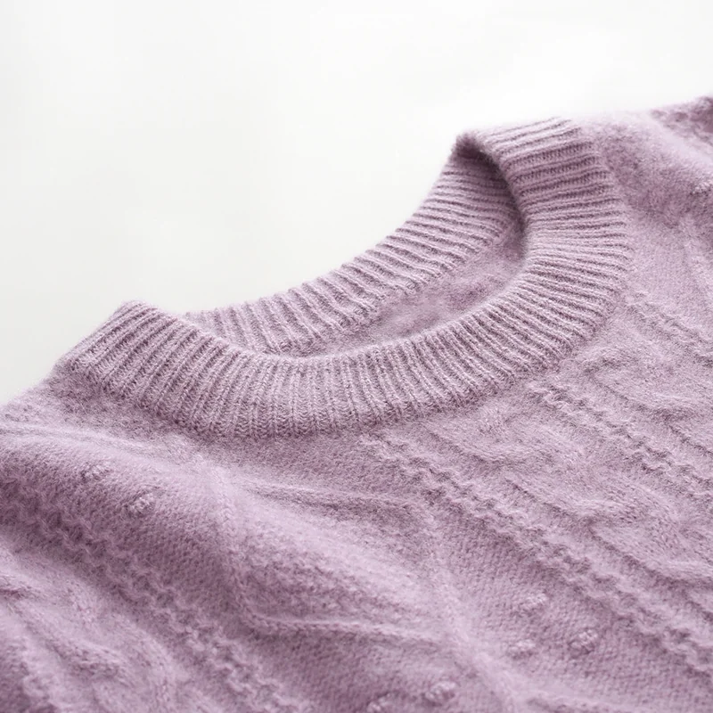 100% Cashmere, Cashmere crew-neck sweater — White, 14–15.5µm, Cashmere Garment / Women — detail view 6