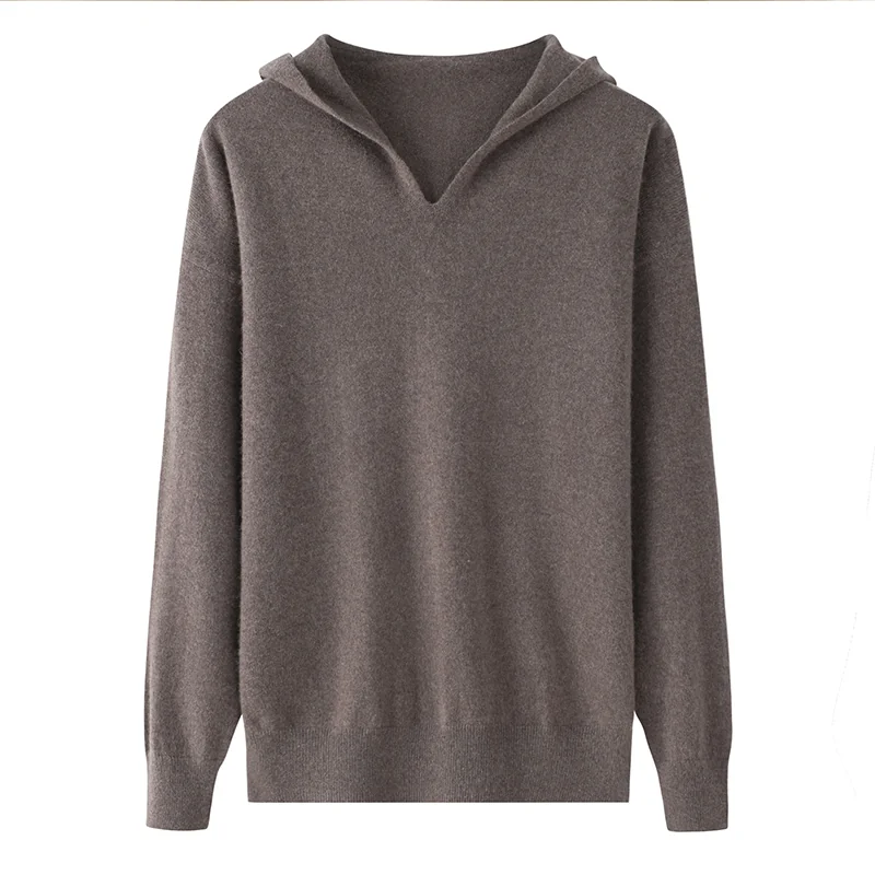 100% Cashmere, Cashmere V-neck sweater — Camel, 14–15.5µm, Cashmere Garment / Women — detail view 3