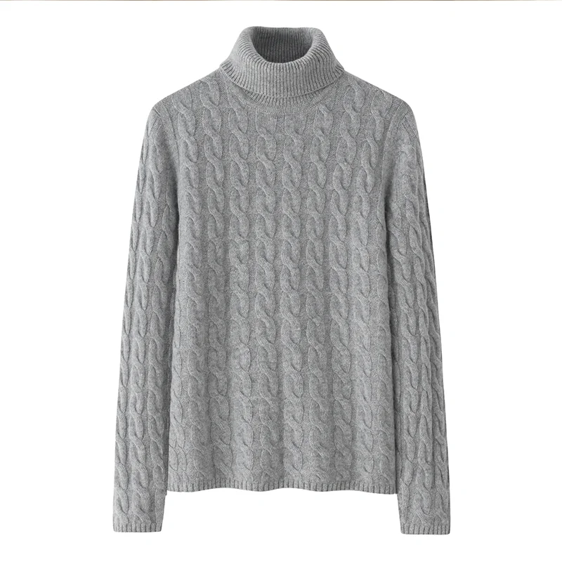 100% Cashmere, Cashmere crew-neck sweater — Grey, 14–15.5µm, Cashmere Garment / Women — detail view 3