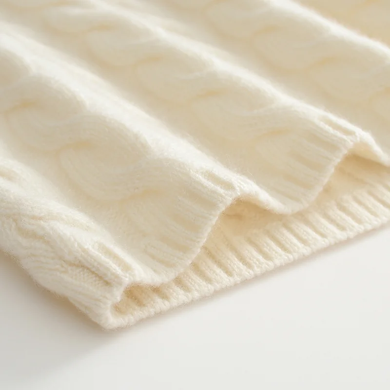 100% Cashmere, Cashmere crew-neck sweater — Grey, 14–15.5µm, Cashmere Garment / Women — detail view 7