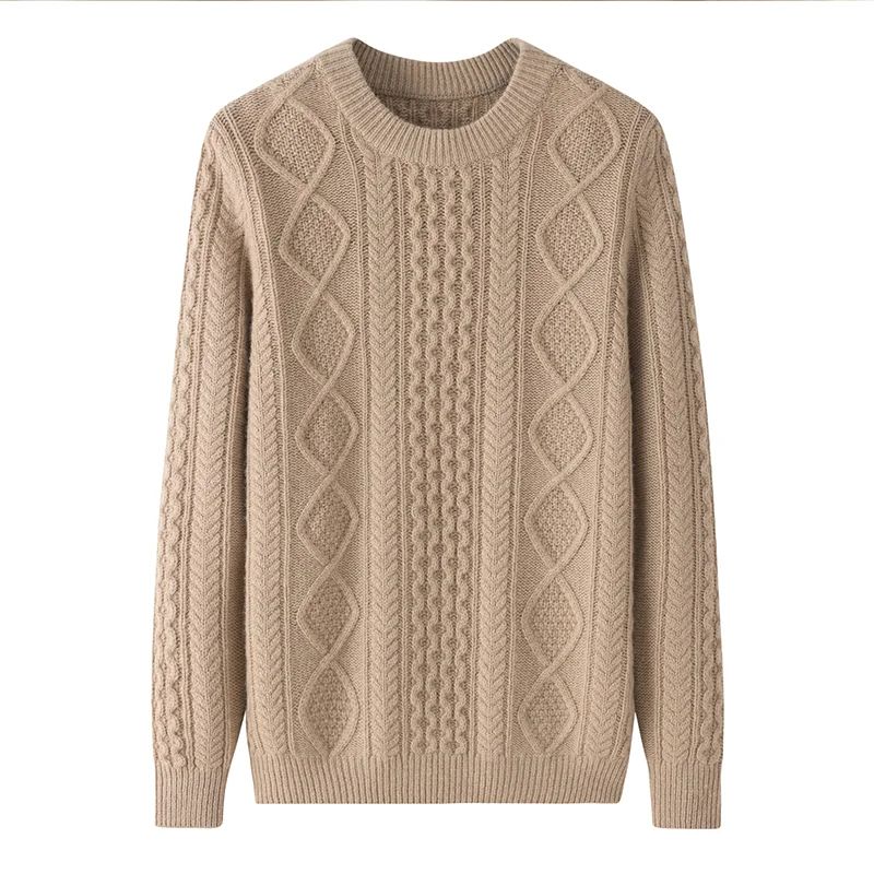 Cashmere V-neck sweater — White Cable
