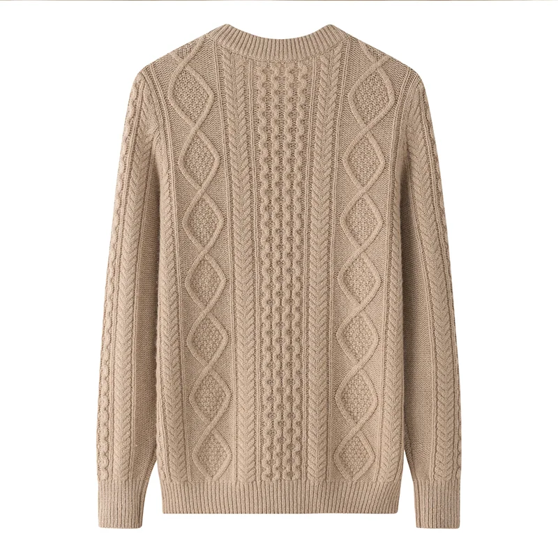 100% Cashmere, Cashmere V-neck sweater — White Cable, 14–15.5µm, Cashmere Garment / Women — detail view 2