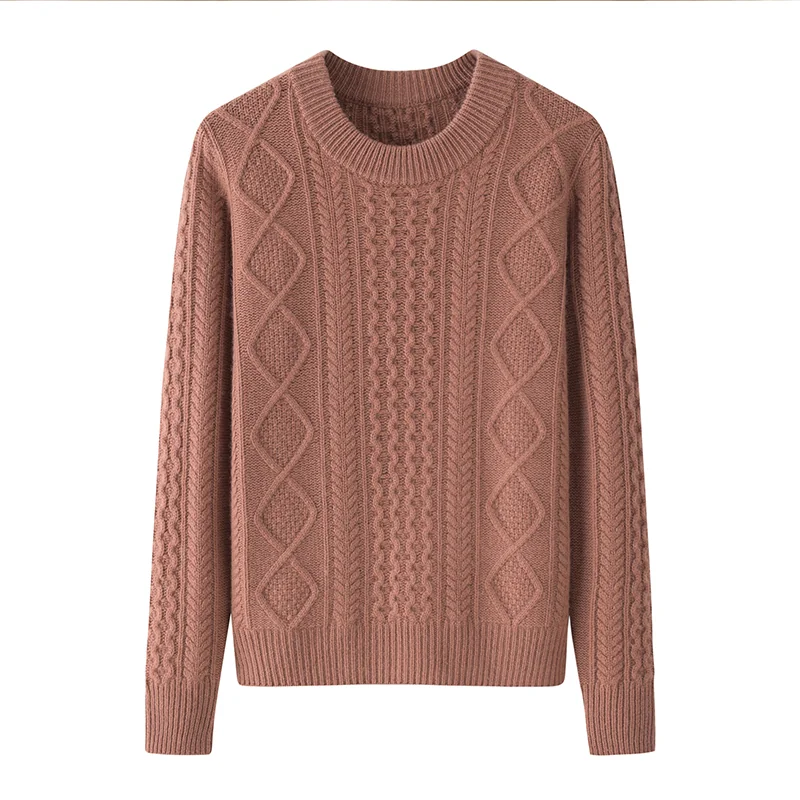 100% Cashmere, Cashmere V-neck sweater — White Cable, 14–15.5µm, Cashmere Garment / Women — detail view 4