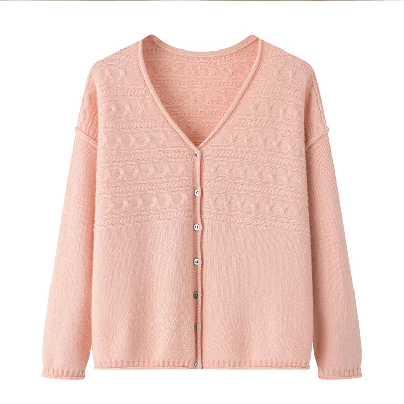 100% Cashmere, Cashmere button-front cardigan — White, 14–15.5µm, Cashmere Garment / Women