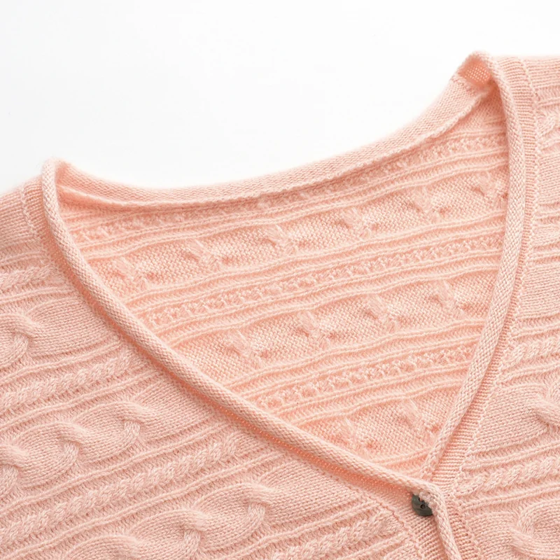 100% Cashmere, Cashmere button-front cardigan — White, 14–15.5µm, Cashmere Garment / Women — detail view 7