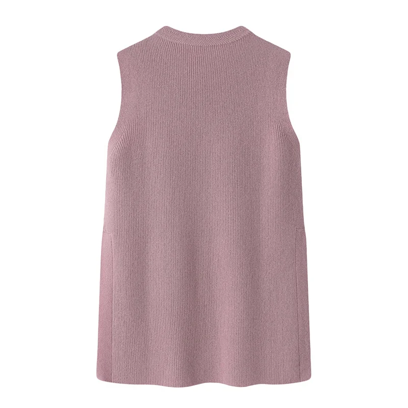 100% Cashmere, Cashmere sleeveless vest — Grey, 14–15.5µm, Cashmere Garment / Women — detail view 2