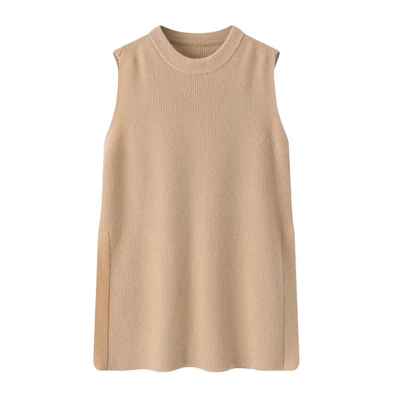 100% Cashmere, Cashmere sleeveless vest — Grey, 14–15.5µm, Cashmere Garment / Women — detail view 5