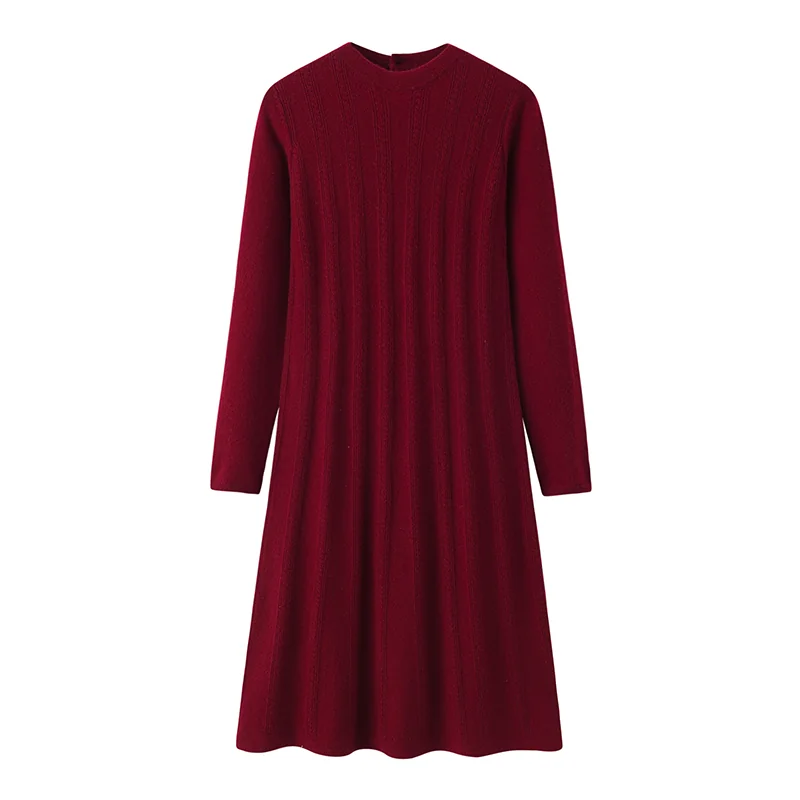 100% Cashmere, Cashmere crew-neck sweater — Red, 14–15.5µm, Cashmere Garment / Women — detail view 3