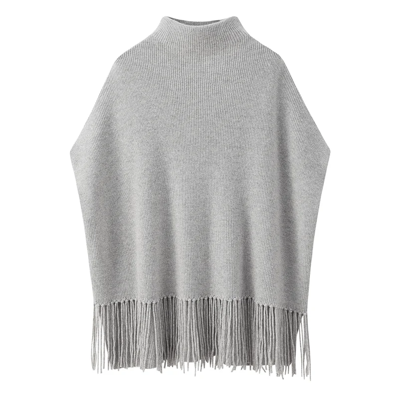 100% Cashmere, Cashmere zip-neck sweater — Grey Half-zip, 14–15.5µm, Cashmere Garment / Women — detail view 3