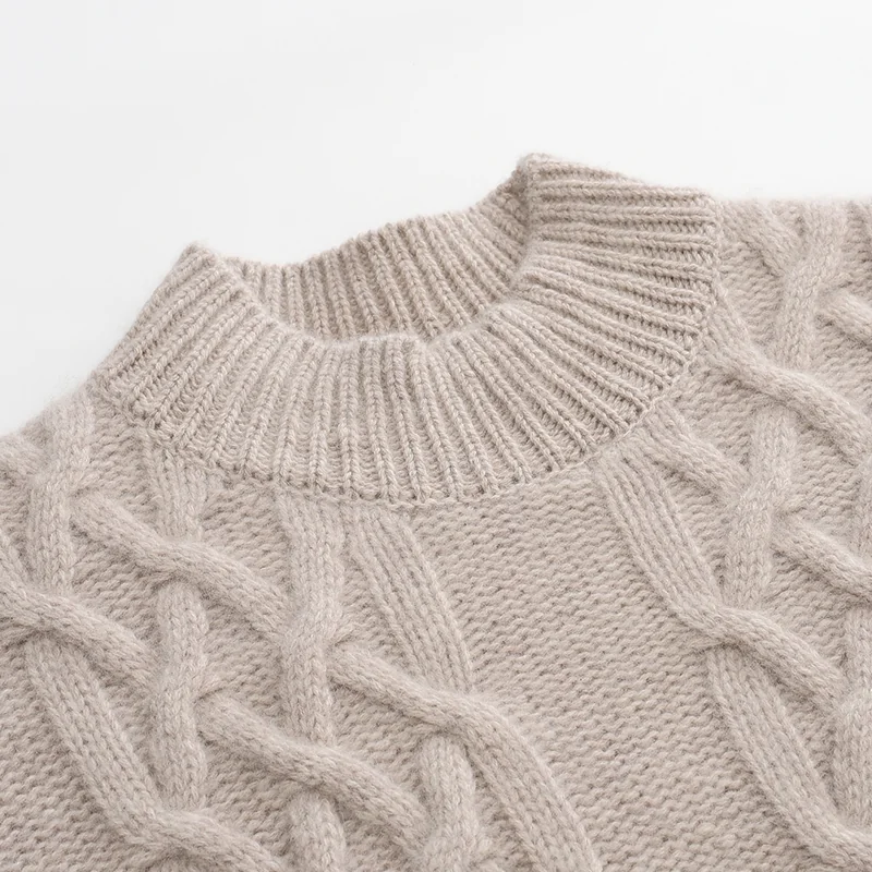 100% Cashmere, Cashmere crew-neck sweater — Black Cable, 14–15.5µm, Cashmere Garment / Women — detail view 3