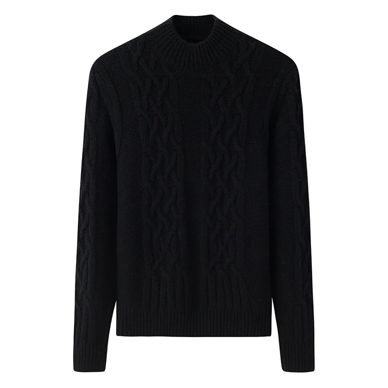 100% Cashmere, Cashmere crew-neck sweater — Black Cable, 14–15.5µm, Cashmere Garment / Women — detail view 4