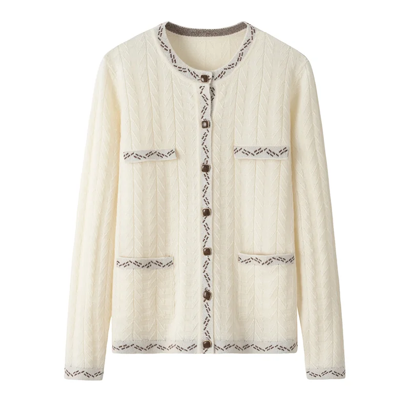 Cashmere button-front cardigan — Beige