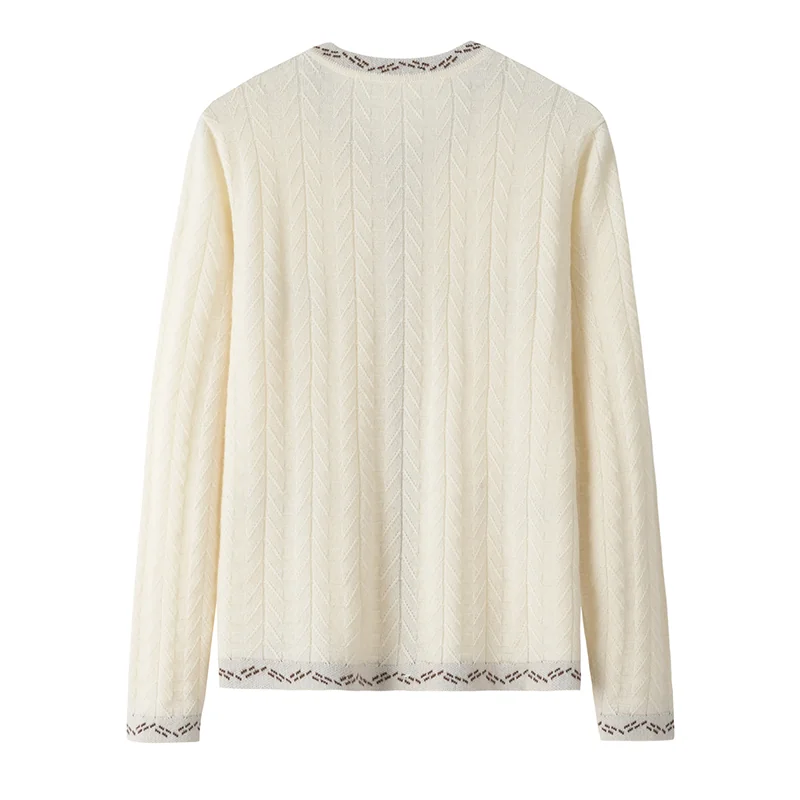 100% Cashmere, Cashmere button-front cardigan — Beige, 14–15.5µm, Cashmere Garment / Women — detail view 2