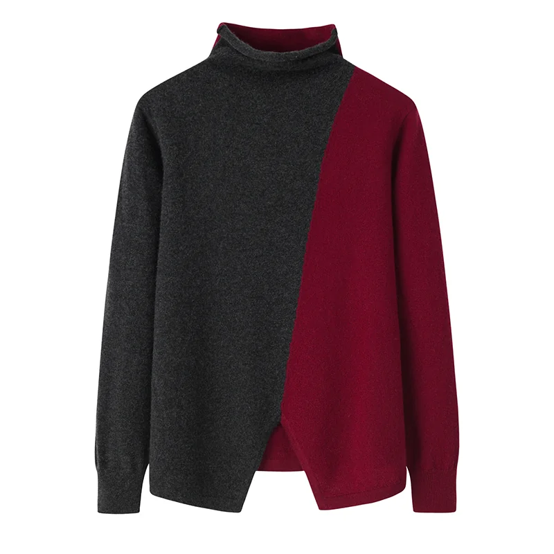 100% Cashmere, Cashmere button-front cardigan — Red Colour-block, 14–15.5µm, Cashmere Garment / Women — detail view 3