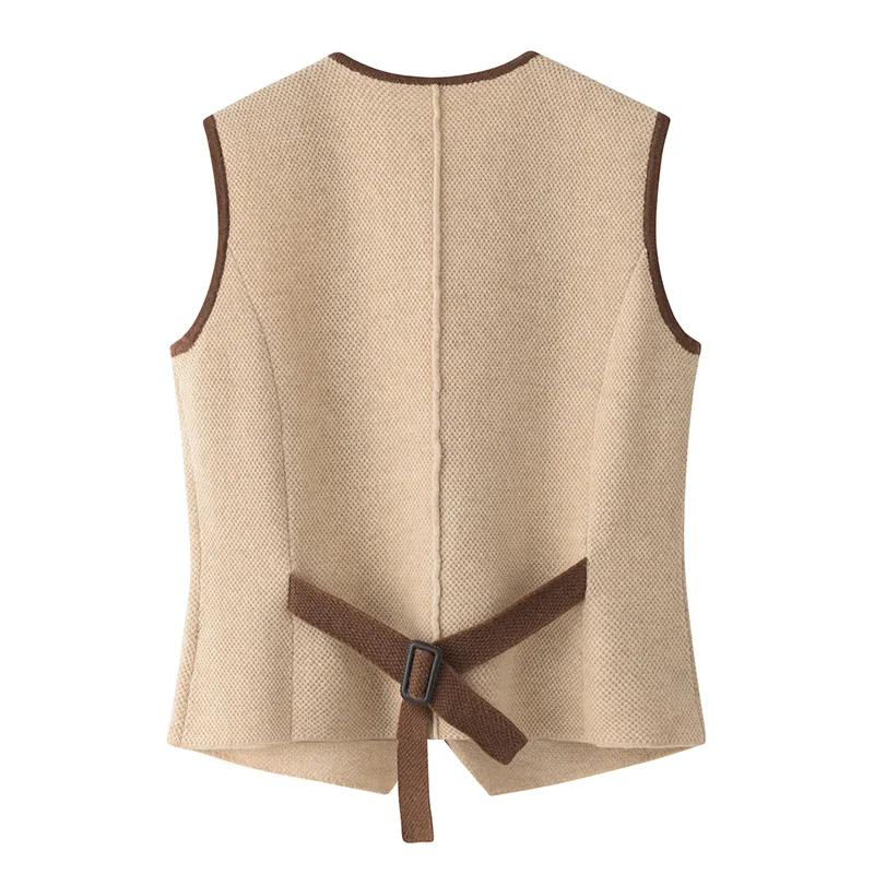 100% Cashmere, Cashmere sleeveless vest — Pink, 14–15.5µm, Cashmere Garment / Women — detail view 2