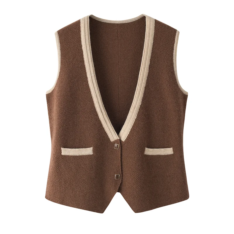 100% Cashmere, Cashmere sleeveless vest — Pink, 14–15.5µm, Cashmere Garment / Women — detail view 3