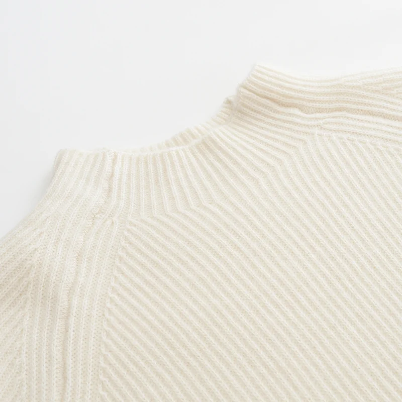 100% Cashmere, Cashmere crew-neck sweater — Beige Colour-block, 14–15.5µm, Cashmere Garment / Women — detail view 6
