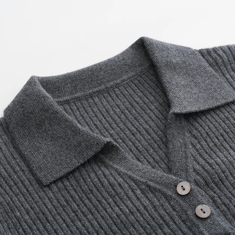 100% Cashmere, Cashmere button-front cardigan — Black, 14–15.5µm, Cashmere Garment / Women — detail view 6